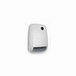 A sleek white wall-mounted electric fan heater features a digital temperature display and a modern, curved design.