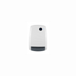 A modern white wall-mounted electric bathroom heater features a digital LED display and a sleek wave-patterned design for efficient home heating.