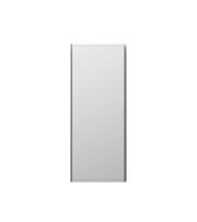 A sleek white rectangular wall panel with thin silver metallic trim stands out against a plain white background.
